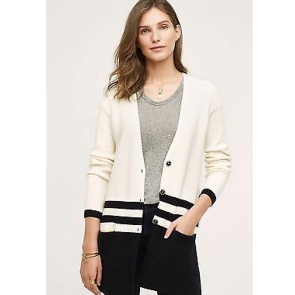 Angel of the North VARSITY cardigan Anthropologie Button Colorblock Oversized - Picture 2 of 3